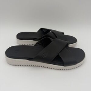 Ugg Australia Kari Black Leather Sandals Slip On Women's Size 8 New Summer
